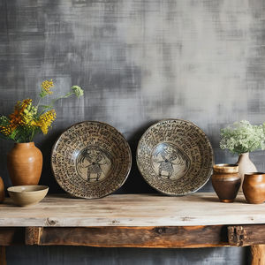 Bol à bougie religieux multifonctionnel en bois de manguier, émaillé et imprimé, bol d'incantation, artisanat indien fait à la main - Product Image 3