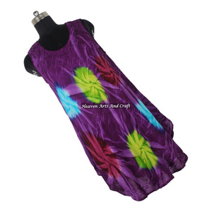 Modern Tie Dye Rayon Long Dress <b>Beach</b> Wear Lady Boho <b>Tunic</b> Tie Dye Long Maxi Hand Made Dress With Sleeveless Tie Dye Dress - Product Image 5
