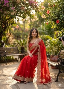 Reglance Pure pour Saree en Chiffon avec Pallu et Bordure Aarco brodés de Zari et de sequins de 3 mm, séchage rapide, meilleure tenue pour femme pour mariage/fête - Product Image 4