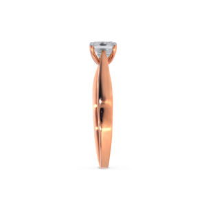 Anillo Solitario de Oro Rosa de 18K, Anillo Clásico de Oro Rosa con Diamante Corte Esmeralda, Anillo Minimalista de Cuatro Puntas para Compromiso o Boda - Product Image 4