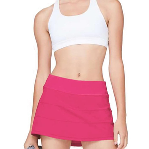 Mini-jupe sportive rose pour femme avec taille élastique et poche, respirante, couleur unie, coupe droite, vêtement de sport d'été - Product Image 5
