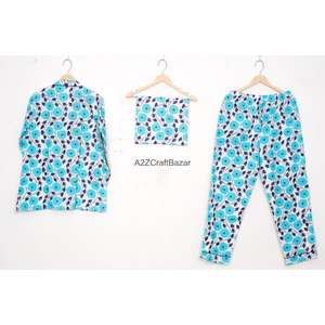 Conjunto de Pijama Casual de Lujo para Mujer, 100% Algodón, Manga Larga, Estampado Floral Digital, Cintura Elástica, Cuello Camisero, Primavera - Product Image 4