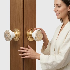 Pomo Redondo de Porcelana para Puerta, Diseño en Espiral Dorado, Ecológico, Ajustable, Contemporáneo, Duradero, para Muebles del Hogar y Oficina - Product Image 2