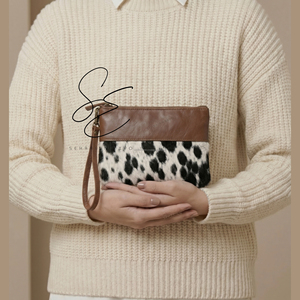 Cowgirl Genuine Leather Hair On Hide Wristlet Clutch <b>Wallet</b> Handmade Western Zipper Pouch for Women Real Leather Travel Pouch - Product Image 2