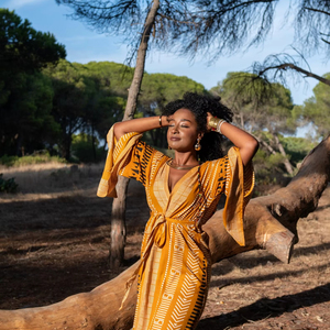 Kimono largo de rayón con estampado tribal, estilo bohemio, para llevar en capas, frente abierto, manga ancha, talla única, estilo casual, chaqueta para mujer, uso diario - Product Image 1