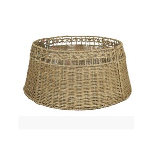 Rustic Woven Seagrass <b>Christmas</b> <b>Tree</b> Collar Natural <b>Tree</b> <b>Base</b> Cover Farmhouse Decor - Product Image 1
