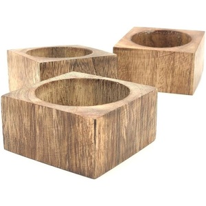 Ensemble de 3 porte-bougies en bois écologiques, style vintage, décoration d'intérieur - Product Image 6