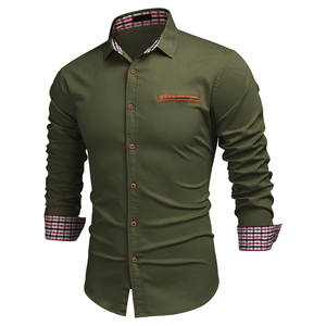 Camisas de Vestir Casuales de Franela para Hombre, Personalizadas OEM, de Alta Calidad, 100% Algodón, Manga Larga, Cuello en V, Transpirables, Ecológicas, de Secado Rápido - Product Image 2