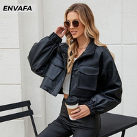 Veste en cuir PU pour femme, col montant, taille plus, automne/hiver, coupe courte, écologique, coupe-vent, imperméable