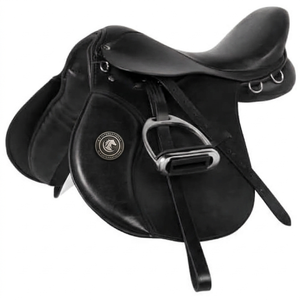 Selle d'équitation anglaise tout usage en cuir noir, faite à la main, de haute qualité, taille personnalisée, logo personnalisé, pour le dressage. - Product Image 3