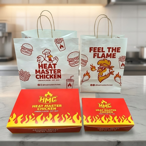 Boîte plate personnalisée professionnelle pour hamburgers, poulet frit et frites – Emballage en carton pour vente à emporter – Couleurs personnalisables en gros - Product Image 3