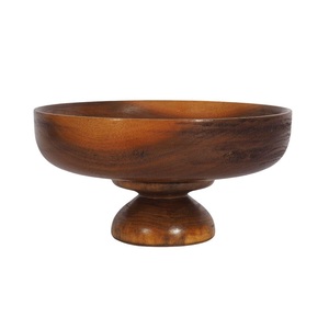 Bol en bois sculpté sur pied, fait main, design classique surélevé, écologique, plat de service décoratif pour fruits, friandises et aliments secs - Product Image 6