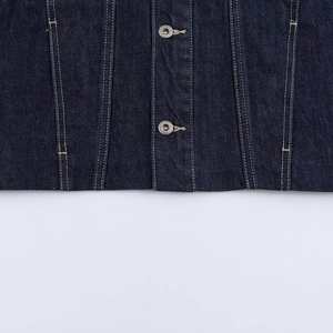 Nouvelle veste en jean utilitaire en jacquard avec strass pour femmes violettes personnalisées avec manches longues et revers décontracté - Product Image 3