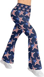 Women's Star Stripe USA Flag <b>Flared</b> Yoga Pants High Waist Bell Bottom <b>Leggings</b> - Product Image 2