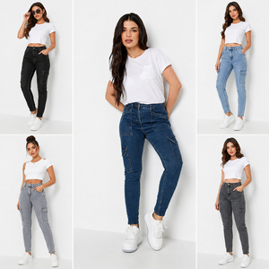Lote de Ropa de Bangladesh, Suministro Directo, Jeans Cargo de Cintura Alta para Mujer, Corte Holgado, Pantalones Vaqueros Largos para Mujer - Product Image 6