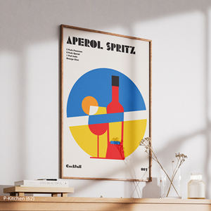 Impresión en lienzo para cocina, póster con ilustración geométrica abstracta de botella de vino, decoración de pared para el hogar escandinavo - Product Image 2