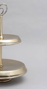 Support à cupcakes moderne à 2 niveaux en métal doré, plateau de service élégant à étages, présentoir décoratif pour desserts, pour mariage, fête, décoration de la maison - Product Image 4