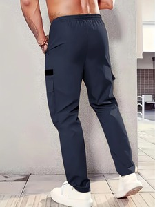 Men's <b>Black</b> <b>Cargo</b> Sweatpants Elastic Waist Multiple Pockets Breathable Casual Joggers Autumn Wear - Product Image 4