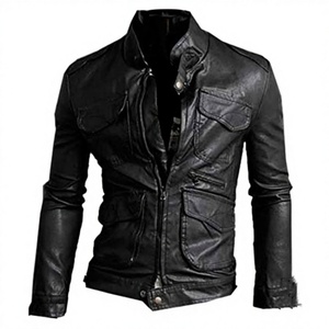 Unisex Regular Fit Genuine Leather <b>Canvas</b> <b>Jacket</b> 100% Water Resistance Airproof Front BS International Trending Winter Racer - Product Image 6