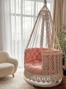 Fauteuil suspendu en macramé, chaise suspendue en macramé, hamac suspendu, balançoire d'intérieur, chaise suspendue de patio, fauteuil suspendu en macramé - Product Image 1