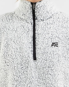 Sudadera de forro polar borg cómoda para mujer con cremallera de un cuarto, ropa al por mayor, sudaderas con capucha para mujer - Product Image 5