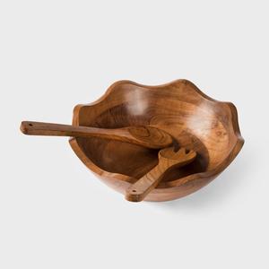 Bol en bois sculpté artisanal, finition chaux, design côtelé, écologique, de luxe, pour centre de table, décoration intérieure et événements festifs - Product Image 6