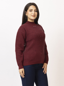 เสื้อสเวตเตอร์คอสูงถักสำหรับผู้หญิง แขนยาว สีพื้น แต่งกระดุม สวมใส่สบายๆ สำหรับฤดูหนาว สไตล์ทันสมัย - Product Image 5