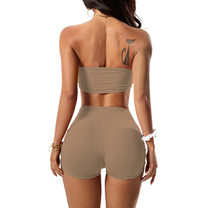 Conjunto Deportivo de Dos Piezas para Mujer, Top Corto Deportivo, Pantalones Cortos de Cintura Alta, Ropa de Entrenamiento para Gimnasio, Ropa Deportiva Elástica - Product Image 4