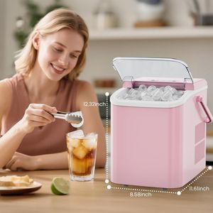 Máquina de Hielo Portátil de Sobremesa con Producción de 26 lb/24 h, 9 Cubos de Hielo en 6 Minutos, Autolimpieza y Funcionamiento Silencioso - Product Image 4