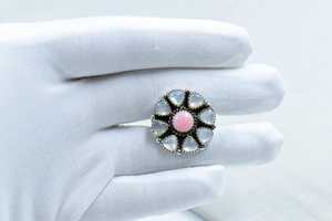 Handmade Pink Conch Pearl Sterling Silver <b>Adjustable</b> <b>Ring</b> Natural Shell Gemstone <b>Ring</b> for Women Fine Jewelry Wholesale - Product Image 5