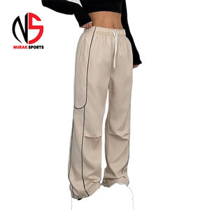 Pantalon de survêtement large en nylon pour homme Nurak, coupe décontractée, taille élastique, coupe-vent, color block, style streetwear, collection 2026 - Product Image 3