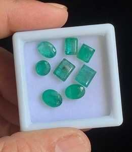 พลอยมรกตธรรมชาติทรงเหลี่ยมผสมรูปทรงต่างๆ พลอยร้อยแบบหลวม ทรงวงรีมรกตคัท 7 ชิ้น ขนาด 7 ถึง 9x7 มม. สำหรับทำเครื่องประดับ - Product Image 2