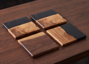 Modern Black Resin and Walnut Wood <b>Coasters</b> Ideal For Kitchenware Hotel Home Restaurant And Tableware Accessory - Product Image 6