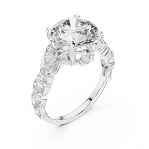 Bague empilable romantique en or 14 carats avec diamants de laboratoire taille ronde et taille marquise – Nouveauté - Product Image 6