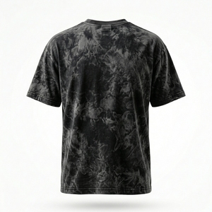 Camiseta de Manga Corta para Hombre, Tie-Dye, Corte Regular, Cuello Redondo, Informal, de Algodón Tejido, Diseño Estampado Negro - Product Image 2