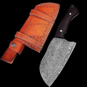 Personalized Handmade Rain Drop Pattern Damascus Steel Serbian Cleaver Chopper Butchers Knife Handmade Meat Cleaver Knife - Product Image 2