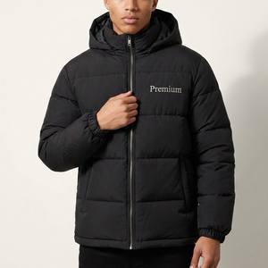 Veste matelassée pour homme avec logo personnalisé, veste à capuche d'hiver, veste rembourrée chaude, fabricant de vêtements streetwear OEM - Product Image 1