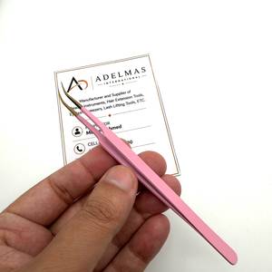 Pince à épiler professionnelle longue et courbée pour extensions, en acier inoxydable rose doré, prise en main solide, résistante à la transpiration, pointe lisse, service OEM - Product Image 6