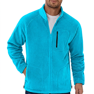 Veste polaire homme vert olive, entièrement zippée, col montant, décontractée, respirante, coupe-vent, vêtement d'extérieur hiver, coupe droite, polyester, fermeture éclair avant - Product Image 2