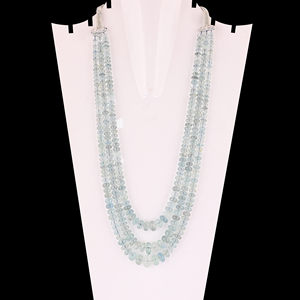 Collar de Cuentas de Aguamarina Natural en Forma de Bati de Varias Capas, Joyería Clásica con Piedras Preciosas de Ishu Gems, Modelo IG23550, Origen Brasileño - Product Image 5