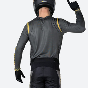 Custom Unisex Motocross Jersey Full Sleeve Plus Size Winter Grey Yellow Sublimation Print Quick Dry Riding <b>Shirt</b> OEM <b>Motorcycle</b> - Product Image 2