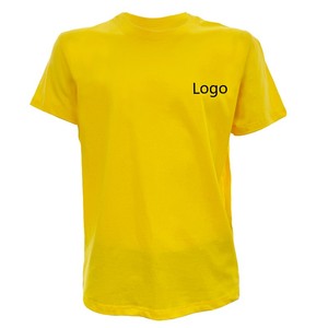T-shirt rouge à manches courtes pour homme, col rond, coupe classique, couleur unie, jersey décontracté en coton, logo imprimé sur le devant - Product Image 3
