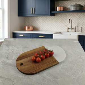 Planche à découper en bois double face de forme irrégulière, motif marbre blanc, épaisseur 1,2 cm, pour trancher le fromage et le beurre, fabriquée à Yangjiang - Product Image 2