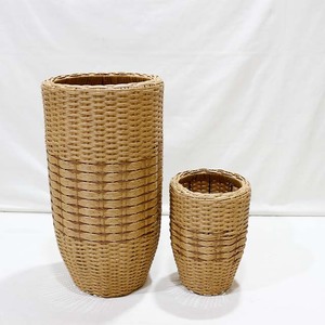 Macetas de Plástico y Metal con Aspecto de Mimbre para Decoración de Interiores, Exteriores, Patio y Balcón, en Oferta - Product Image 2