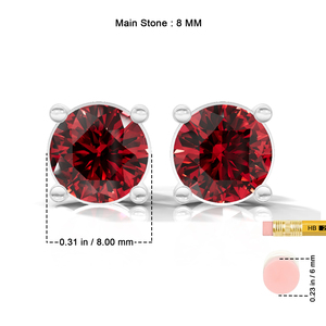 Boucles d'oreilles clous en rubis de laboratoire Heerani Jewels, plaqué argent sterling 925, sertissage griffe classique, pour femme, mariage, anniversaire, fête - Product Image 6