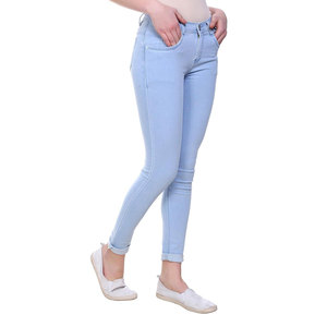 High Quality Women's Jeans Pant Breathable Casual Denim Wear <b>Light</b> Solid Color OEM Service Wholesale Price Women <b>Trousers</b> - Product Image 3