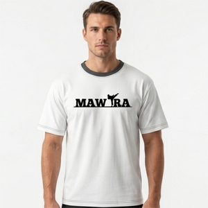 Camiseta blanca de manga corta para hombre Mawra con estampado de logotipo negro, corte regular, informal, cuello redondo, jersey de algodón, ropa de calle - Product Image 1