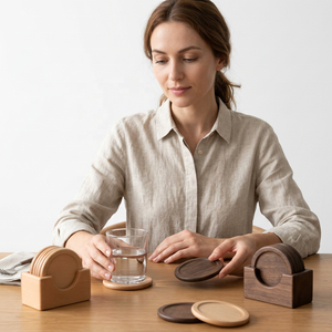 Top Demanded Modern Design Eco-Friendly Wooden Coasters Set Heat Resistant for Home Decor Available at Best Market Price - Product Image 1