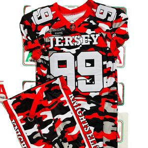 Jersey de fútbol americano bordado de talla grande, pantalones de sublimación elásticos transpirables, manga corta, producto Real de fábrica Real - Product Image 1