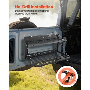Tavolo per Portellone Jeep Wrangler JK 2007-2024 in Acciaio al Carbonio Pieghevole con Pannello Molle a Doppio Strato, Tavolo Ribaltabile da 100 Libbre per Montaggio Posteriore - Product Image 6